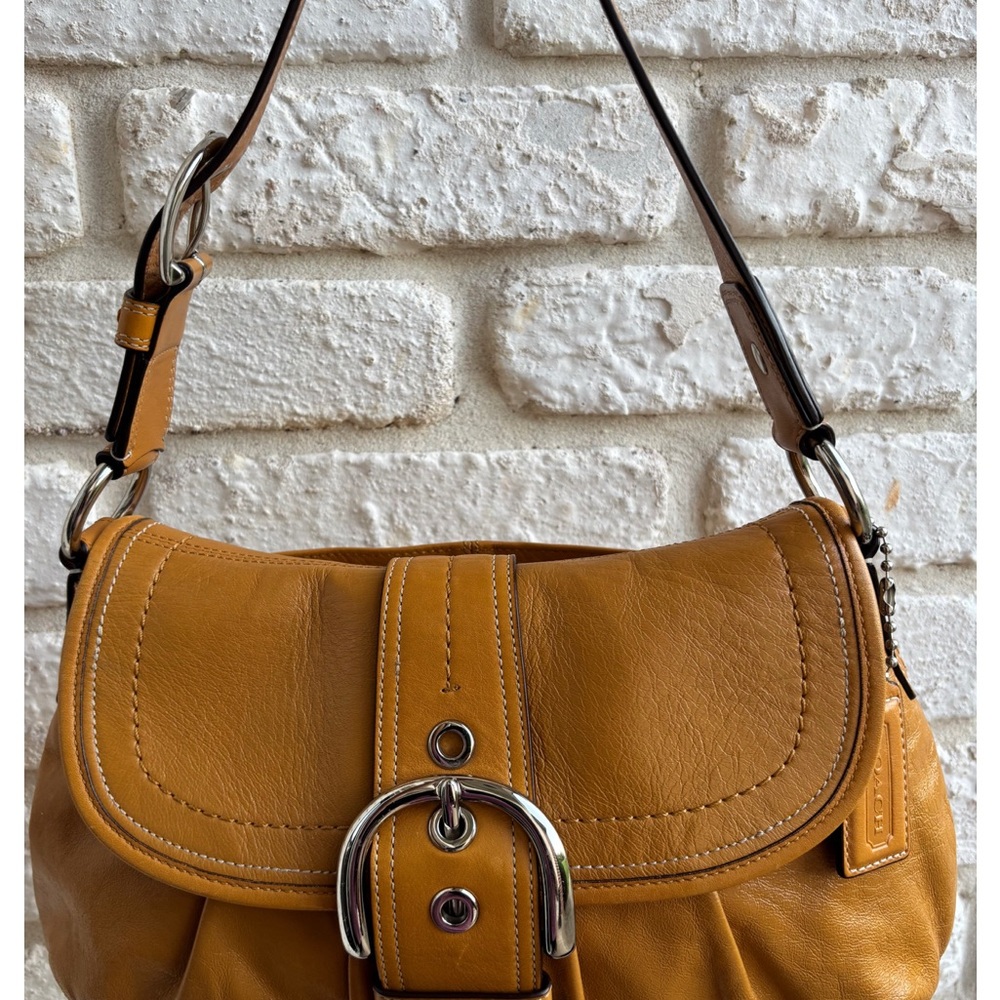 SOLD!!! Elegant 2010 Mustard Yellow Pleated Coach SoHo Leather Shoulder Bag